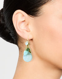 Blue Genuine Shell Layered Disc Drop Earrings - link has visual effect only