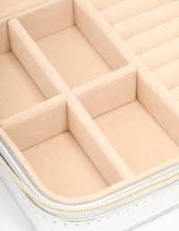 Silver PU Leather Large Square Jewellery Case - link has visual effect only