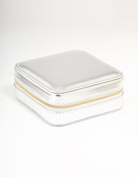 Silver PU Leather Large Square Jewellery Case - link has visual effect only
