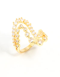 Gold Plated Cubic Zirconia Open Wave Ring - link has visual effect only