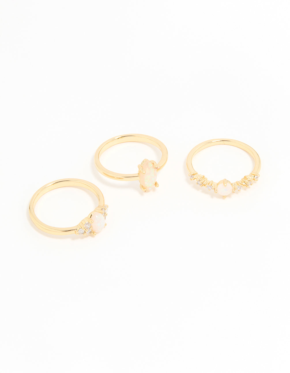 Gold Plated Cubic Zirconia Marquise Stacking Rings 3-Pack