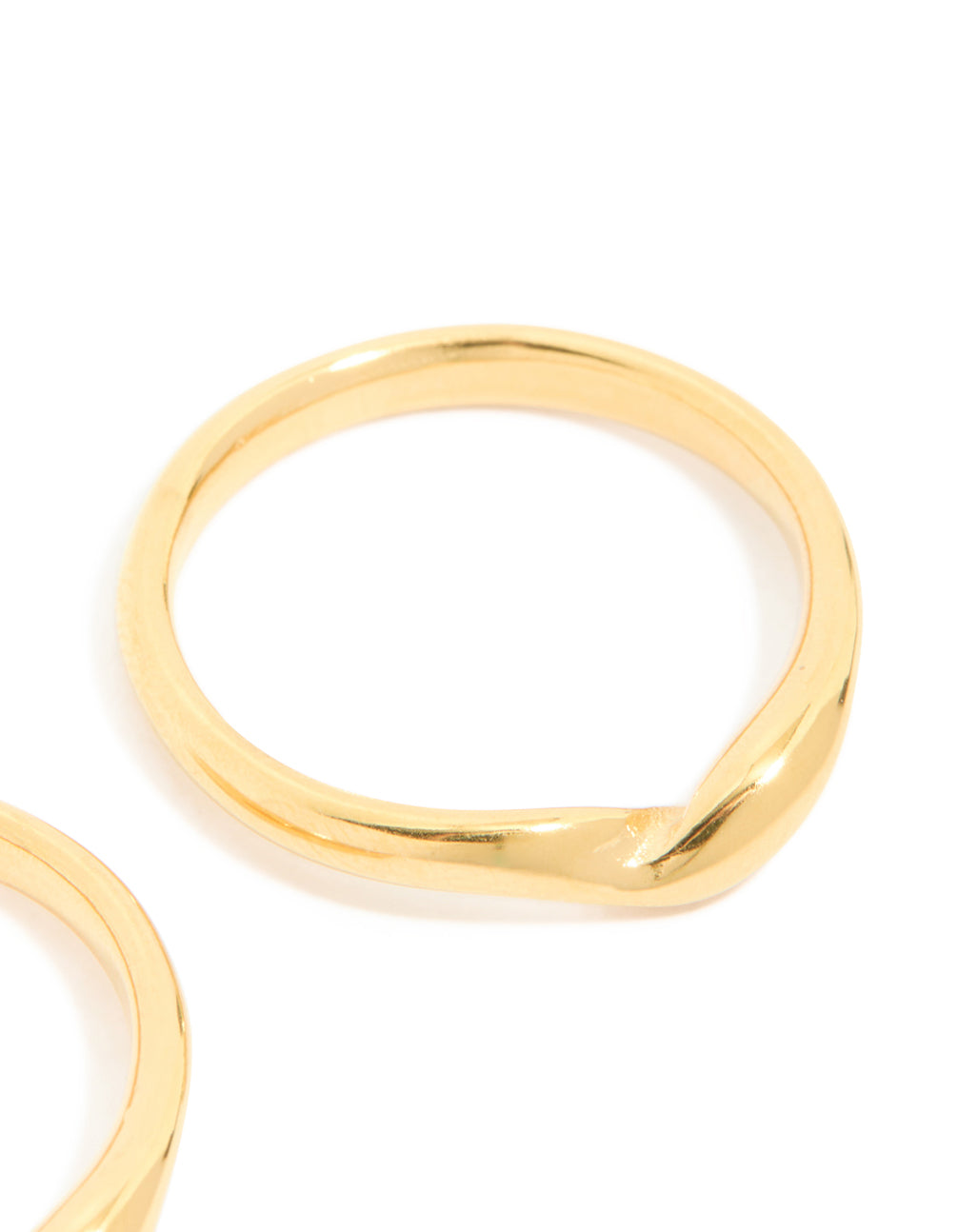 Waterproof Gold Plated Stainless Steel Subtle Twist Stacking Rings 2-Pack