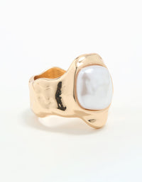 Gold Pearl Statement Molten Ring - link has visual effect only