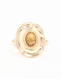 Gold Oval Statement Stone Ring - link has visual effect only