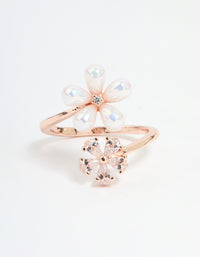 Rose Gold Cubic Zirconia Bubble Flower Wrap Ring - link has visual effect only