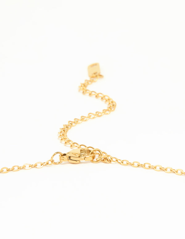 Waterproof Gold Plated Stainless Steel Cubic Zirconia Cross Pendant Necklace