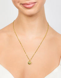 Waterproof Gold Plated Stainless Steel Cubic Zirconia Puffy Heart Necklace - link has visual effect only