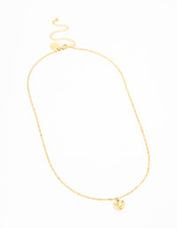 Waterproof Gold Plated Stainless Steel Cubic Zirconia Puffy Heart Necklace - link has visual effect only