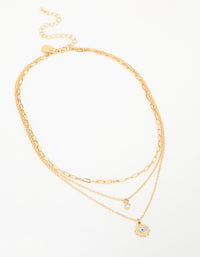 Waterproof Gold Plated Stainless Steel Evil Eye Layered Necklace - link has visual effect only