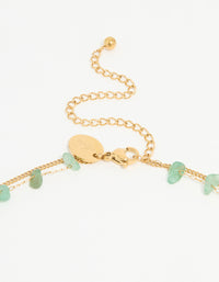 Waterproof Gold Plated Stainless Steel Green Stone Layered Necklace - link has visual effect only