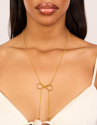 Waterproof Gold Plated Stainless Steel Snake Chain Bow Necklace - link has visual effect only