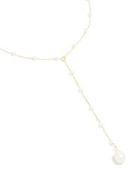 Waterproof Gold Plated Stainless Steel Pearl Y-Necklace - link has visual effect only