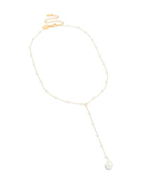 Waterproof Gold Plated Stainless Steel Pearl Y-Necklace - link has visual effect only