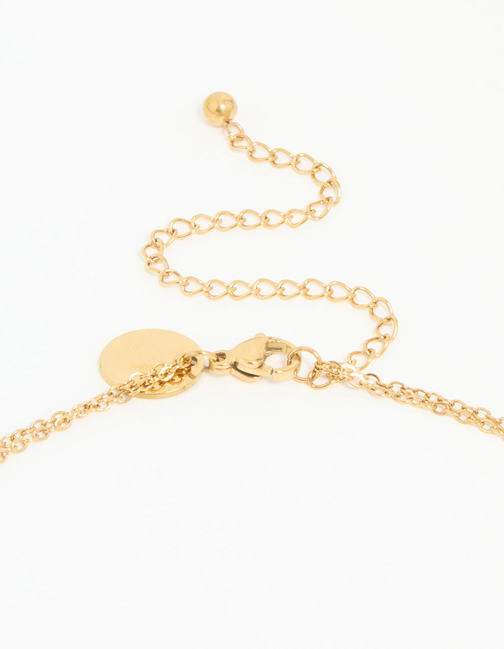 Waterproof Gold Plated Stainless Steel Diamante Pendant Layered Necklace