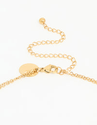 Waterproof Gold Plated Stainless Steel Diamante Pendant Layered Necklace - link has visual effect only