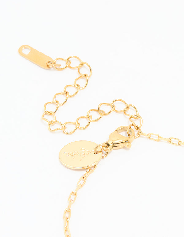 Waterproof Gold Plated Stainless Steel Flower & Sun Charm Bracelet