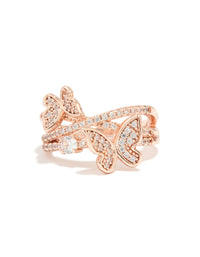 Rose Gold Cubic Zirconia Double Butterfly Wrap Ring - link has visual effect only