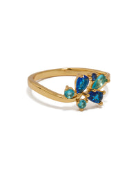 Gold Plated Blue Cubic Zirconia Cluster Ring - link has visual effect only
