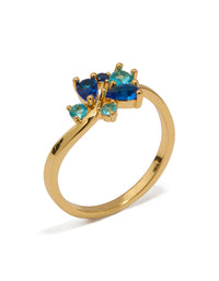 Gold Plated Blue Cubic Zirconia Cluster Ring - link has visual effect only