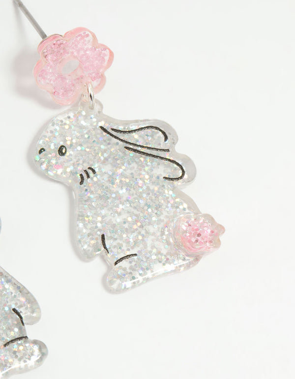 Kids Glitter Mini Bunny Drop Earrings