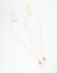 Kids Gold Bunny Heart BFF Pendant Necklaces 2-Pack - link has visual effect only