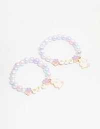 Kids Gold Ombre Pink & Purple Bunny BFF Stretch Beaded Bracelets 2-Pack - link has visual effect only