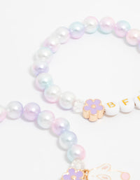 Kids Gold Ombre Pink & Purple Bunny BFF Stretch Beaded Bracelets 2-Pack - link has visual effect only