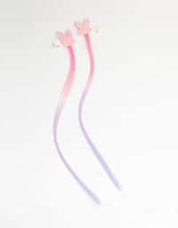 Kids Faux Hair Pastel Fabric Sparkle Easter Bunny Hair Clips 2-Pack - link has visual effect only