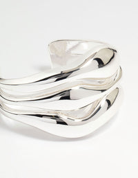 Silver Wave Triple Row Wrist Cuff - link has visual effect only