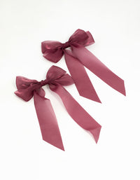 Pink Organza Fabric Hair Clips 2-Pack - link has visual effect only