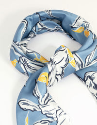 Blue Floral Outline Print Fabric Scarf - link has visual effect only