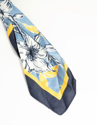 Blue Floral Outline Print Fabric Scarf - link has visual effect only