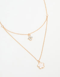 Gold Diamante Flower Layered Necklace - link has visual effect only