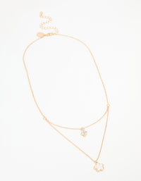Gold Diamante Flower Layered Necklace - link has visual effect only