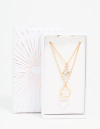Gold Diamante Flower Layered Necklace - link has visual effect only