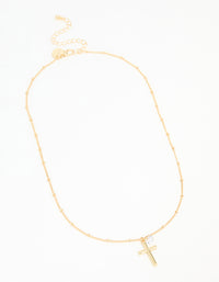 Gold Plated Cubic Zirconia Cross Pendant Necklace - link has visual effect only