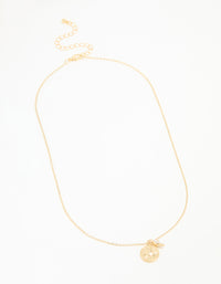 Gold Plated Star Disc & Cubic Zirconia Drop Pendant Necklace - link has visual effect only