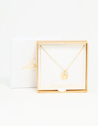 Gold Plated Star Disc & Cubic Zirconia Drop Pendant Necklace - link has visual effect only