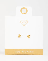 Gold Plated Sterling Silver Ribbed Heart Stud Earrings - link has visual effect only
