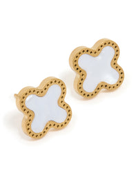 Waterproof Gold Plated Stainless Steel Enamel Flower Stud Earrings - link has visual effect only