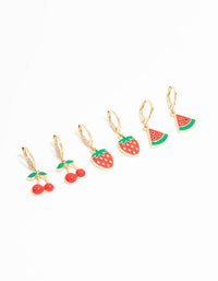 Kids Gold Tutti Frutti Huggie Earrings 3-Pack - link has visual effect only