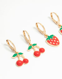 Kids Gold Tutti Frutti Huggie Earrings 3-Pack - link has visual effect only