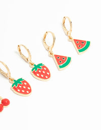 Kids Gold Tutti Frutti Huggie Earrings 3-Pack - link has visual effect only