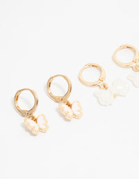 Kids Gold Bow & Heart Huggie Earrings 3-Pack - link has visual effect only