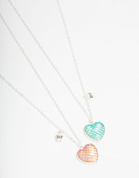 Kids Silver Mermaid Heart Locket BFF Necklaces 2-Pack - link has visual effect only