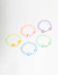 Kids Pastel Beaded  Best Friends Flower Bracelets 5-Pack - link has visual effect only