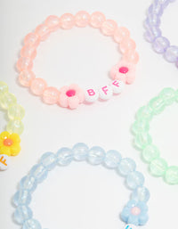 Kids Pastel Beaded  Best Friends Flower Bracelets 5-Pack - link has visual effect only