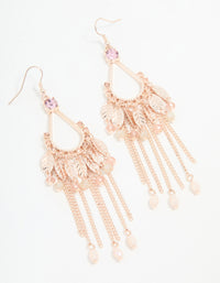 Rose Gold Flower Tassel Drop Earrings - link has visual effect only