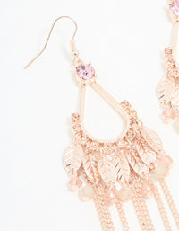 Rose Gold Flower Tassel Drop Earrings - link has visual effect only