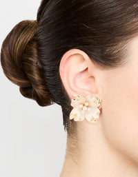 Rose Gold Edged Flower Stud Earrings - link has visual effect only